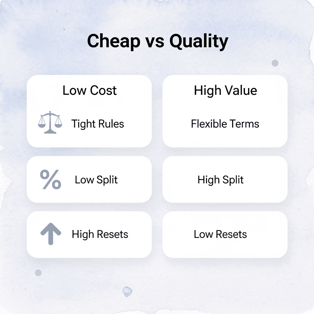 Comparison between low-cost and high-value prop firms