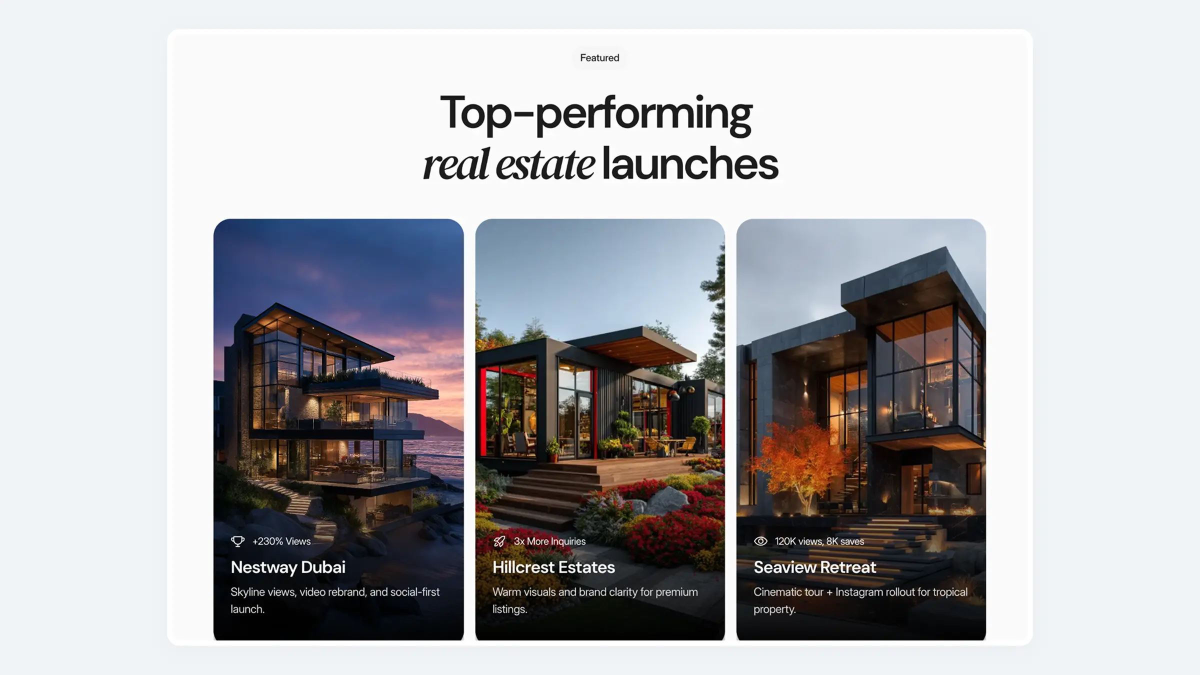 Real estate website template with cinematic visuals and video storytelling — by Luna UI