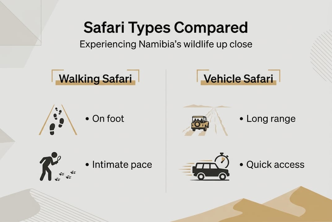 Infographic comparing walking and vehicle safaris