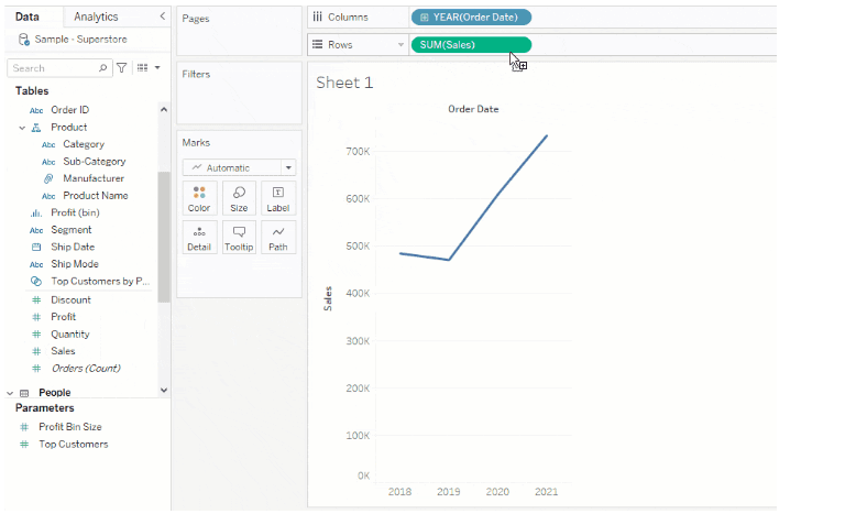 Tableau Drag & Drop Interface