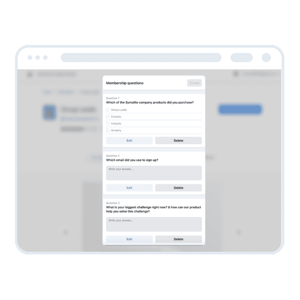 Set up Facebook group questions