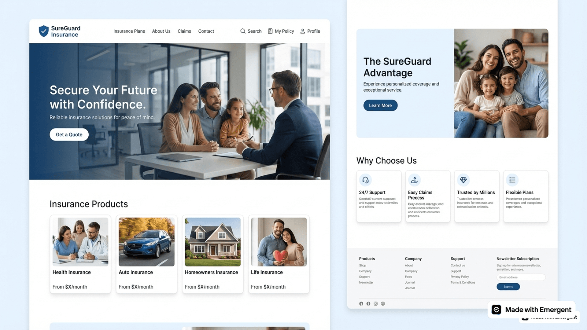 insurance website made with emergent