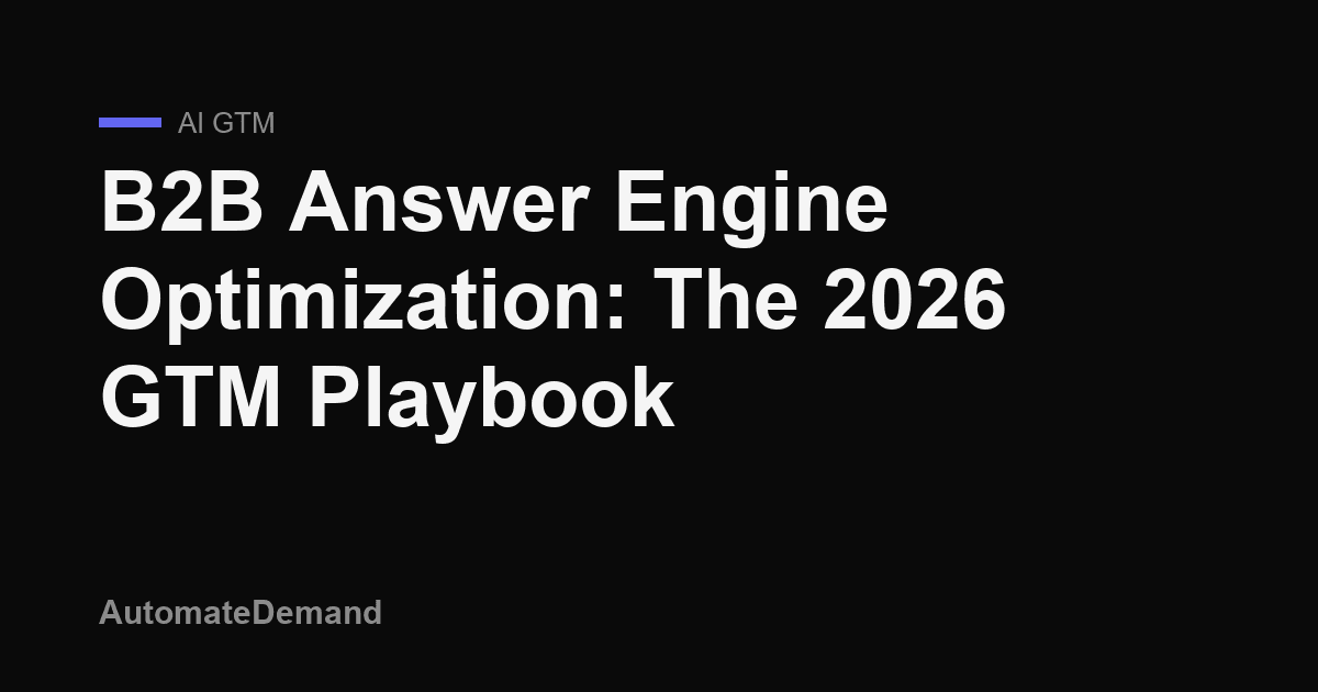 B2B Answer Engine Optimization: The 2026 GTM Playbook