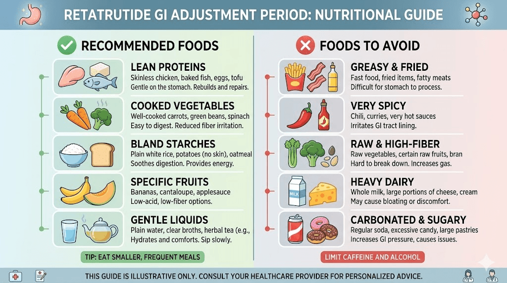 Foods to eat and avoid while managing retatrutide diarrhea