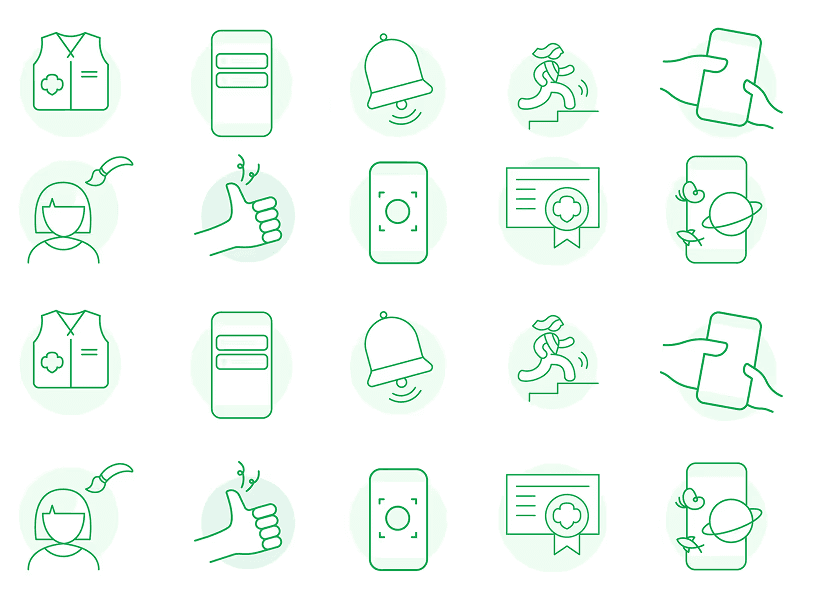 Girl Scouts case study: Girl Scouts-themed clip art illustration.