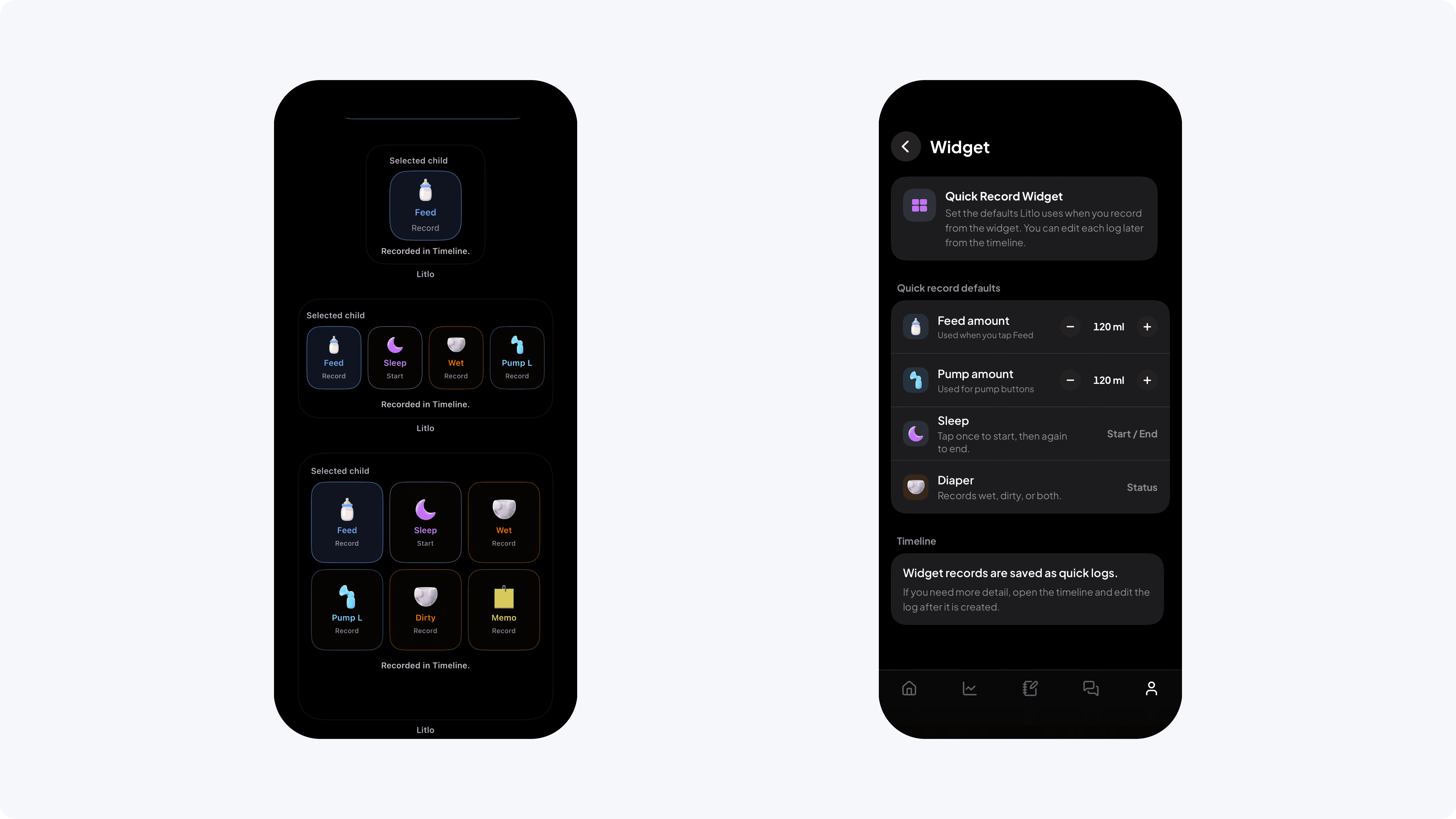 Litlo widgets and profile widget settings