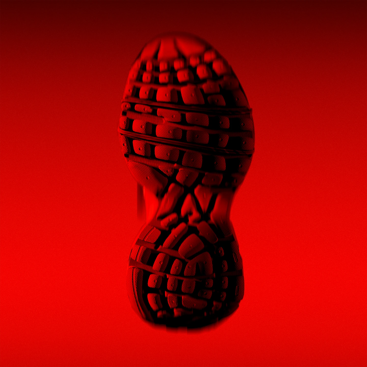 Balenciaga sneaker sole 3D render, red background