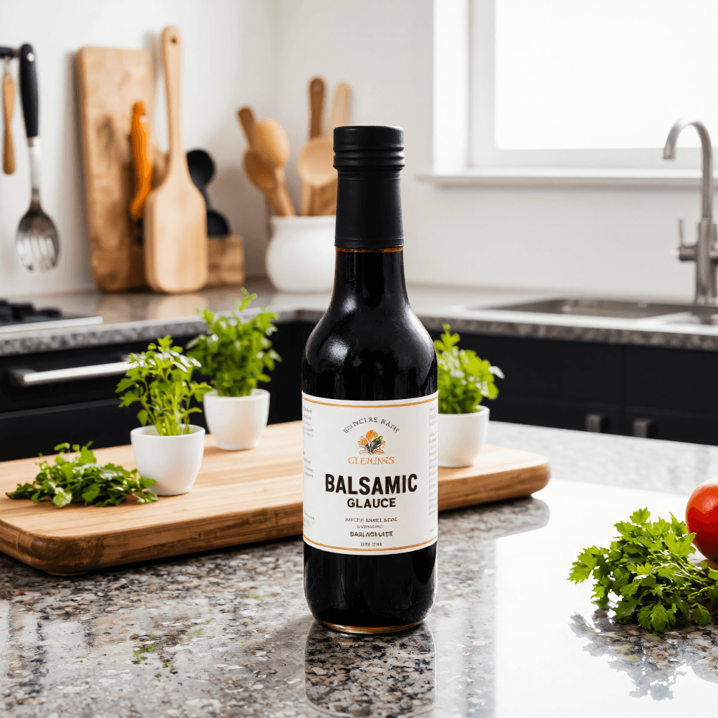 product photography of bottle of balsamic glaze