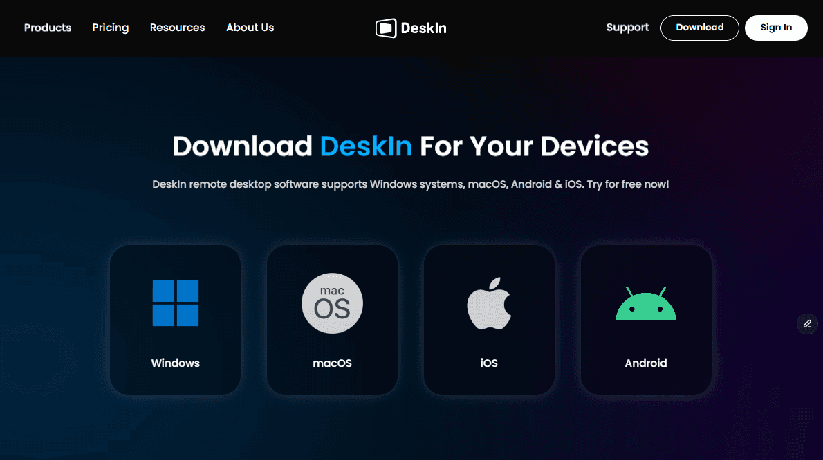 download DeskIn to transfer file for PC