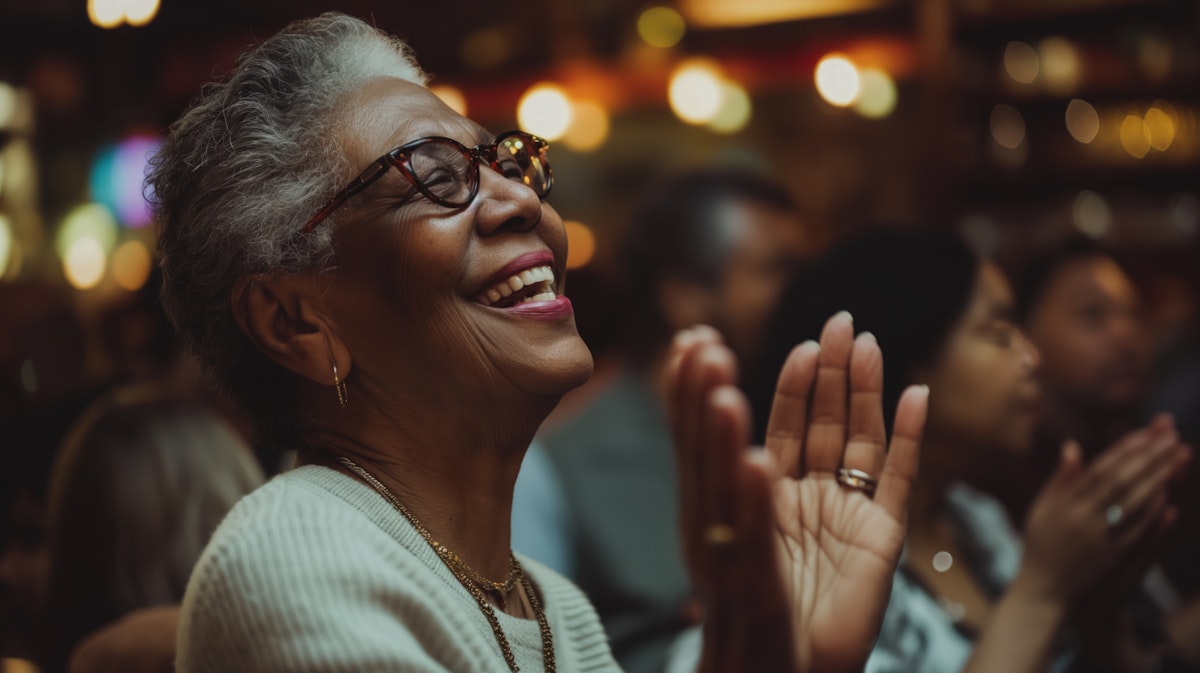 A woman giving thanks to God