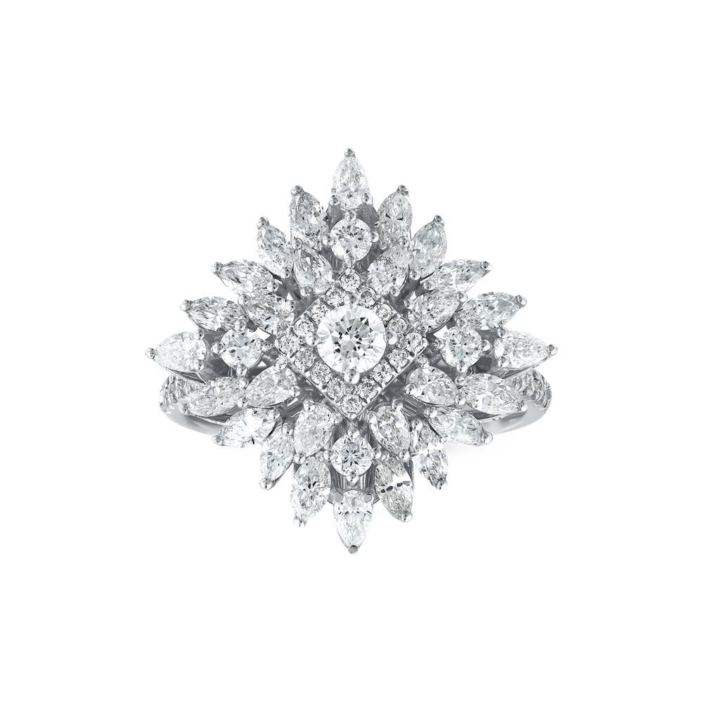 Assos 2.05 Karat Pırlanta Fantezi Yüzük 14 Ayar Beyaz Altın