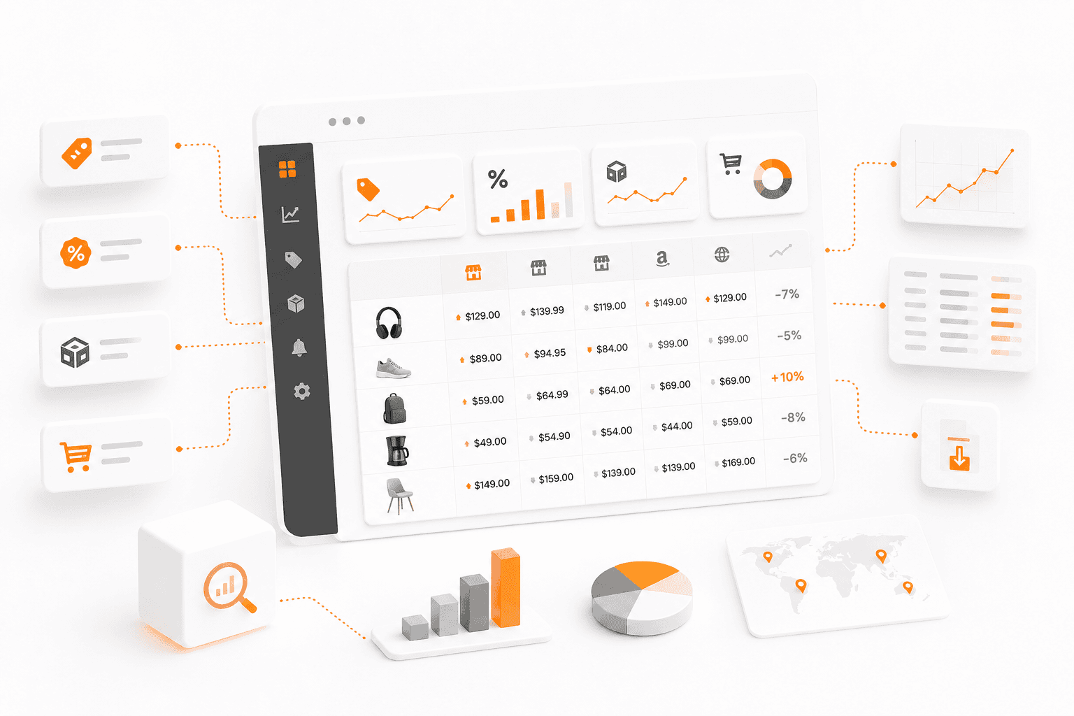 Competitor price monitoring dashboard showing structured product data extracted from an e-commerce website
