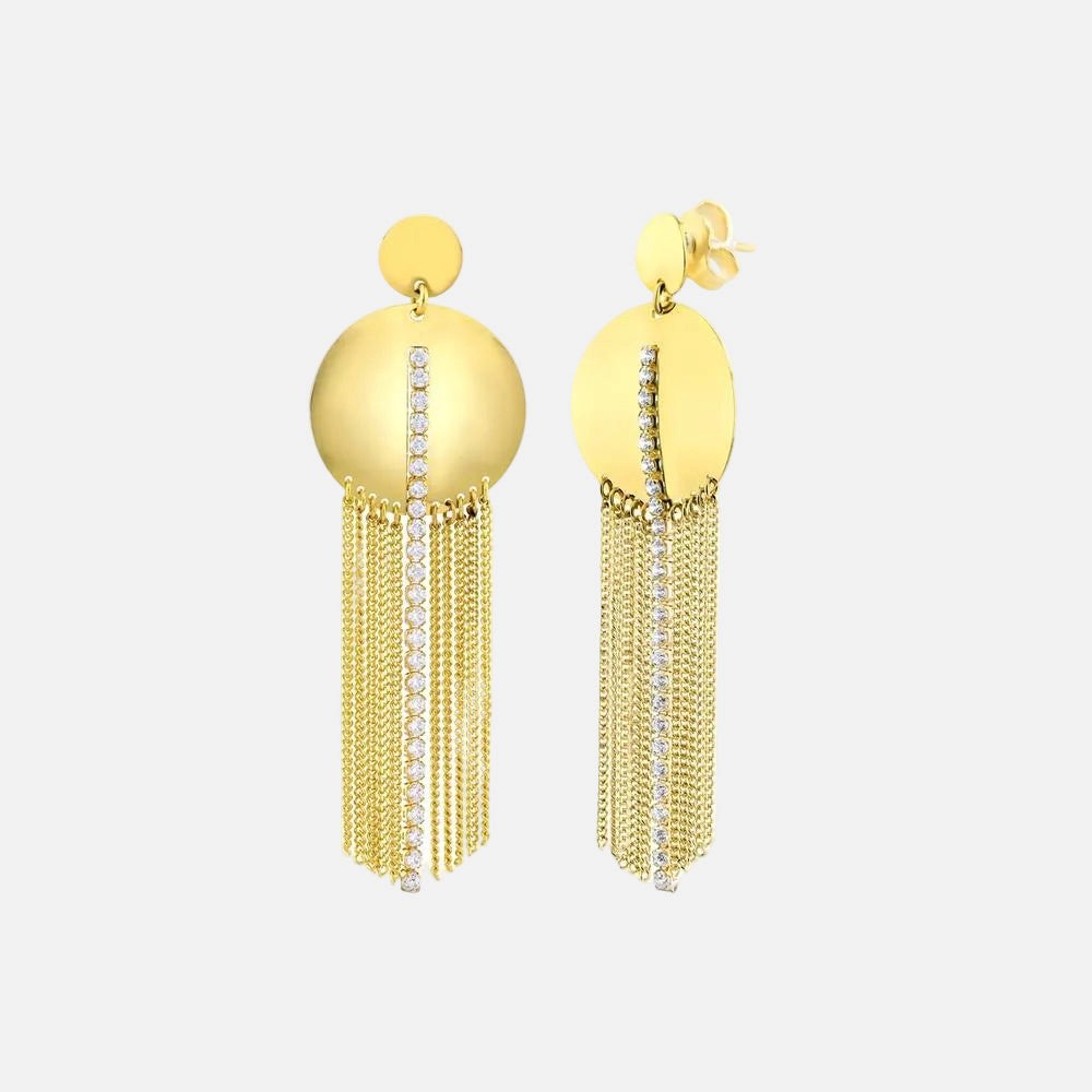 Assos Pırlanta 14 Ayar Altın Sallantılı Küpe Modern Tasarım