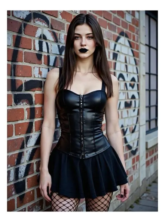 AI TikTok video generator shows goth aesthetic street style.