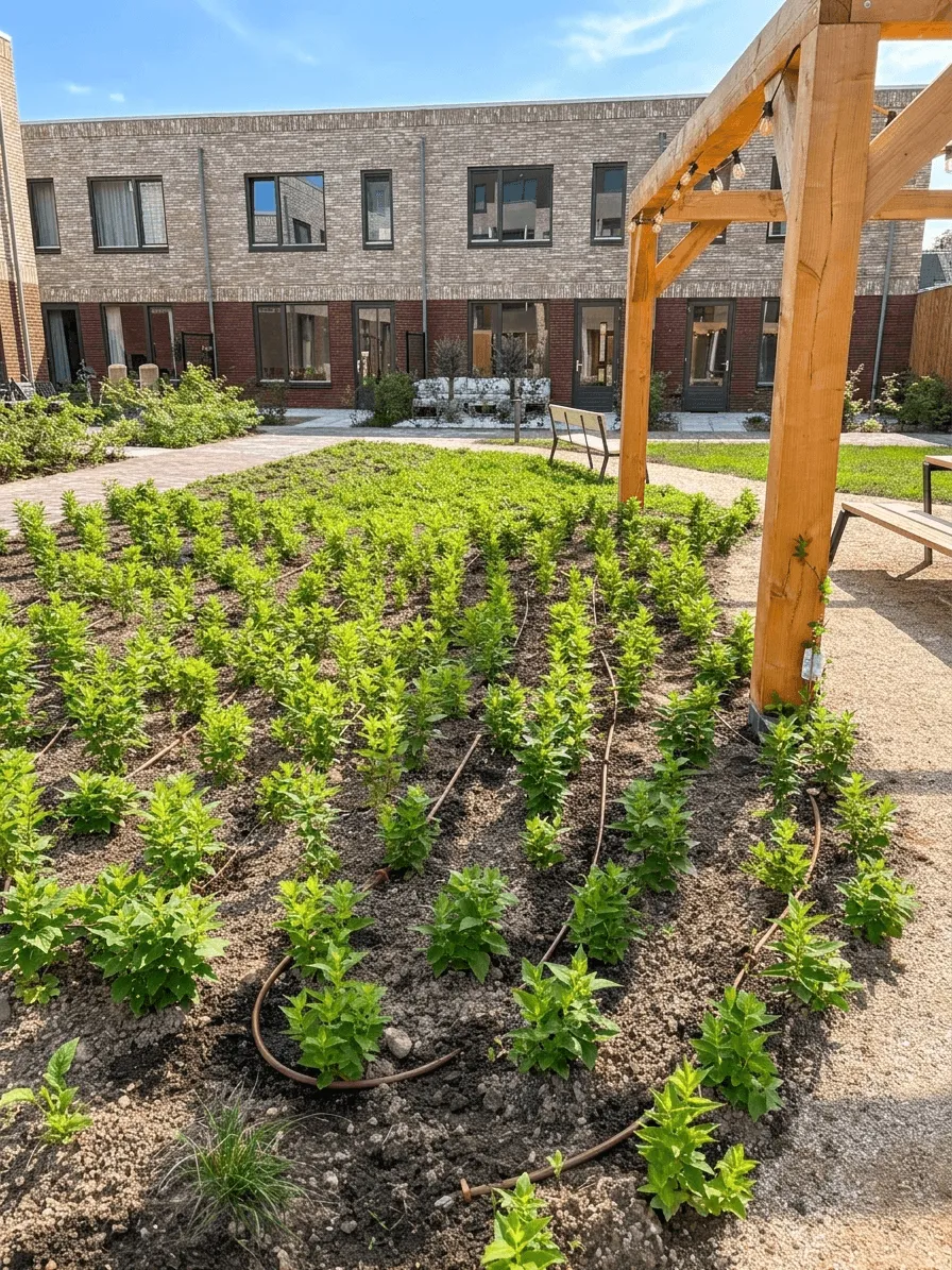 Zakelijk tuinontwerp en tuinaanleg voor woningcoöperatie in Cuijk door Hoveniersbedrijf Star Landscaping