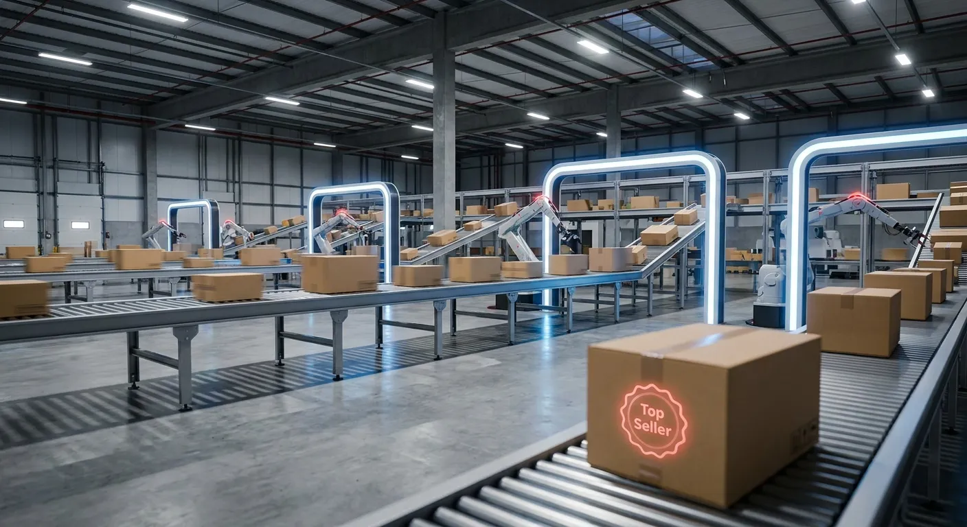 RockN' Socials warehouse with automated boxes; Digital Marketing Agency.
