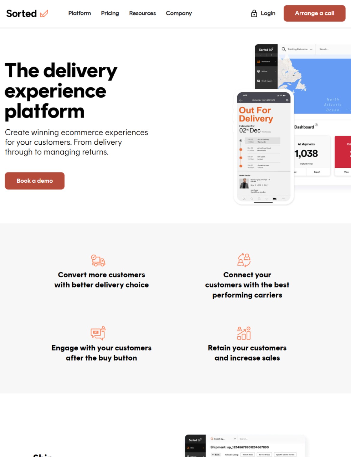 Screengrab of existing Sorted platform page highlighting dated design