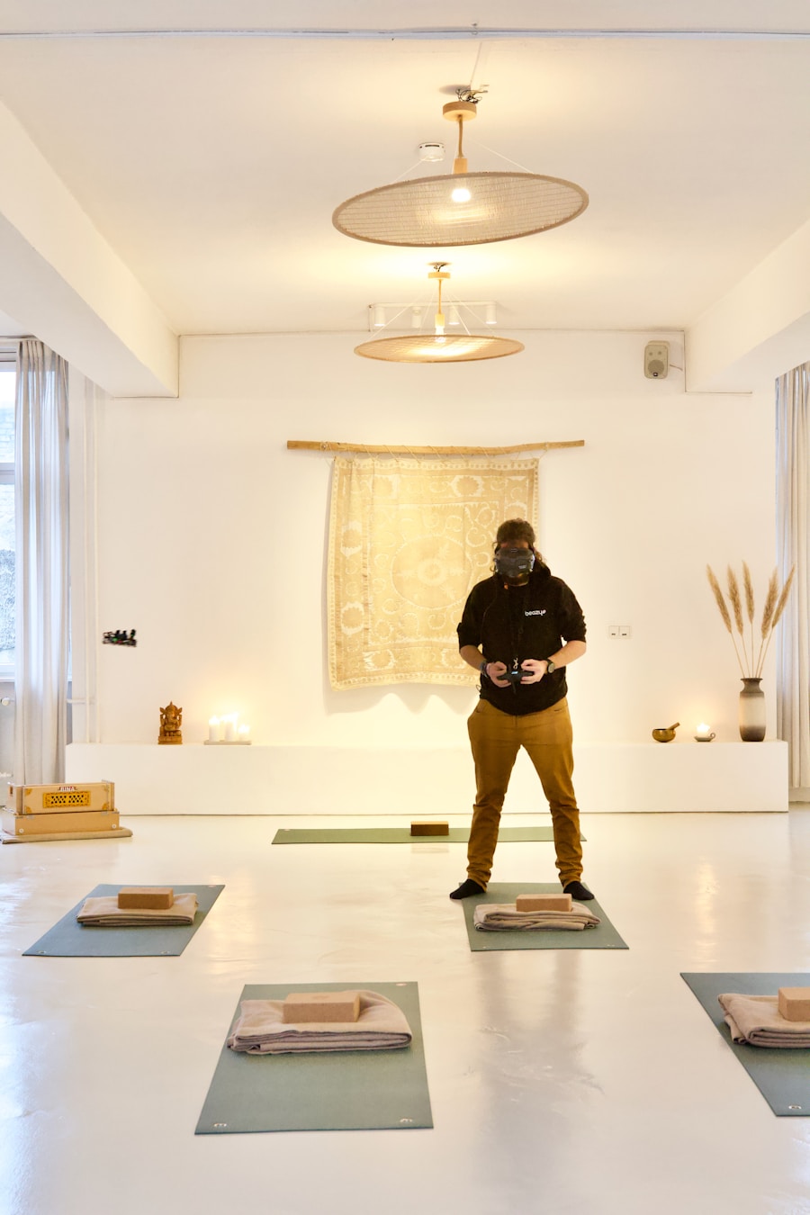 Yoga practice in a calm studio