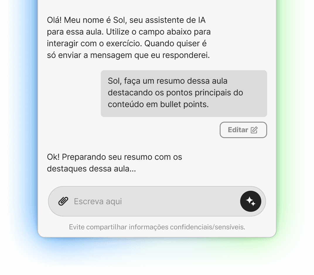 Uma captura de tela de uma conversa de bate-papo com mensagens de texto exibidas em uma interface colorida.