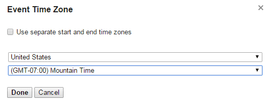 Google Calendar Event Time Zone