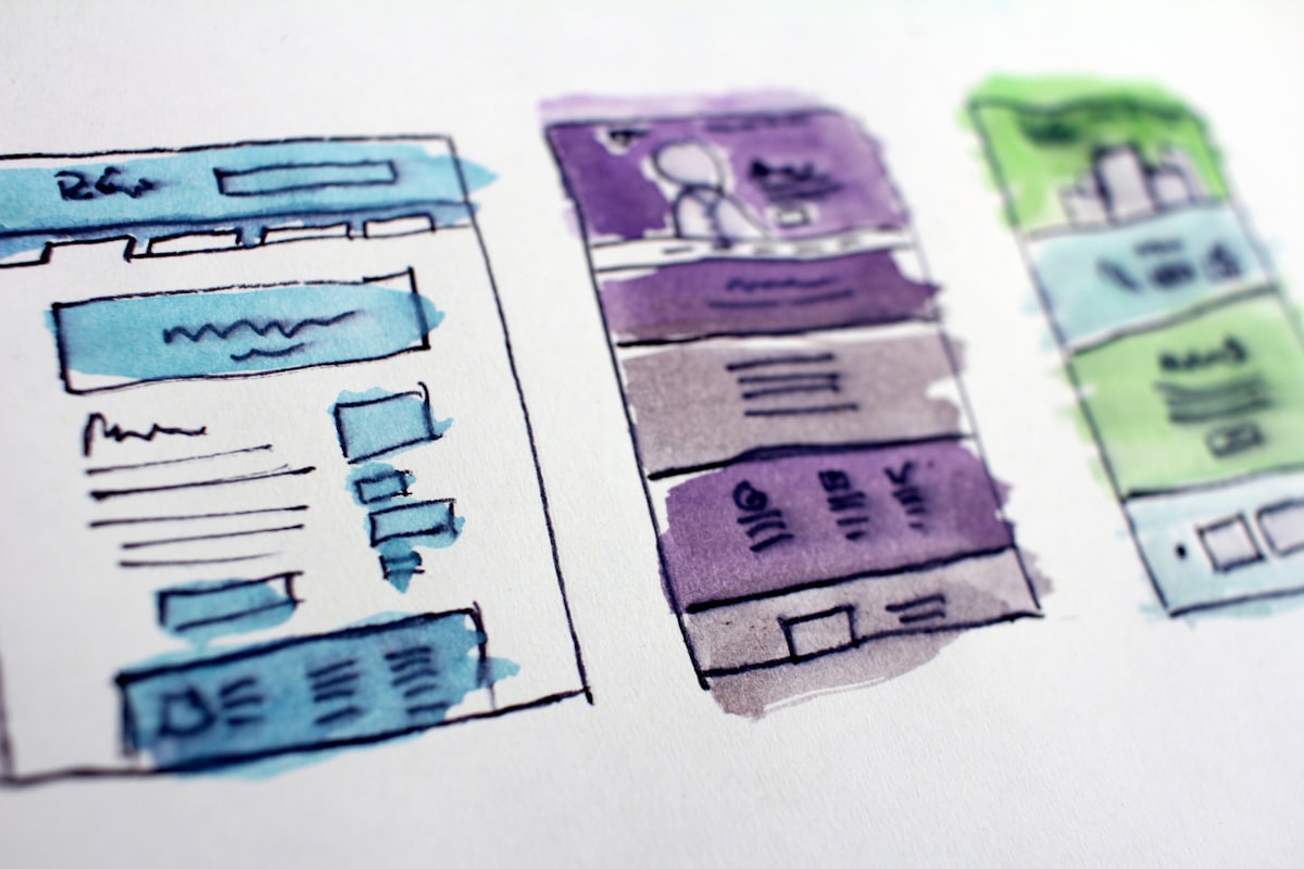 Wireframe sketches showing design hierarchy