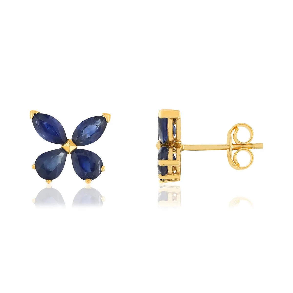 Boucles d'oreilles en or jaune 375 sertie de saphirs