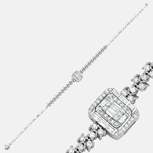 Assos 0.65 Karat Pırlanta Baget Kesim Beyaz Altın Şık Bileklik