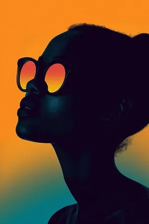Woman silhouette with sunglasses.