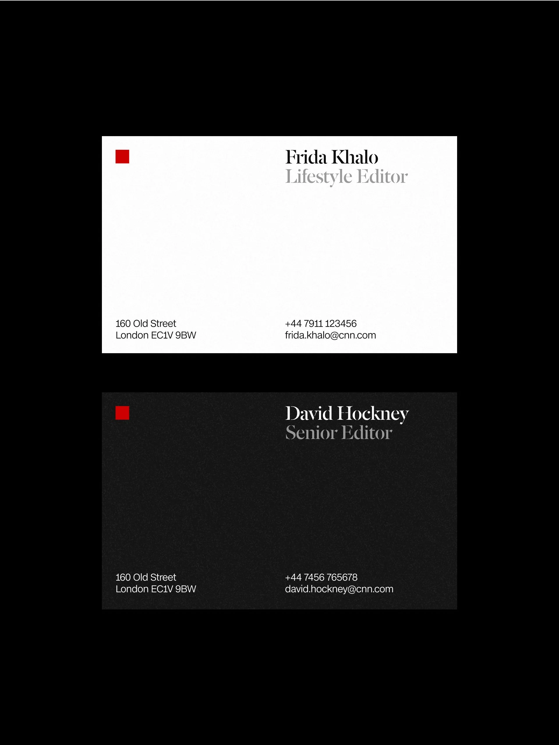 Business card design for CNN Style, a global fashion, art and design publication.