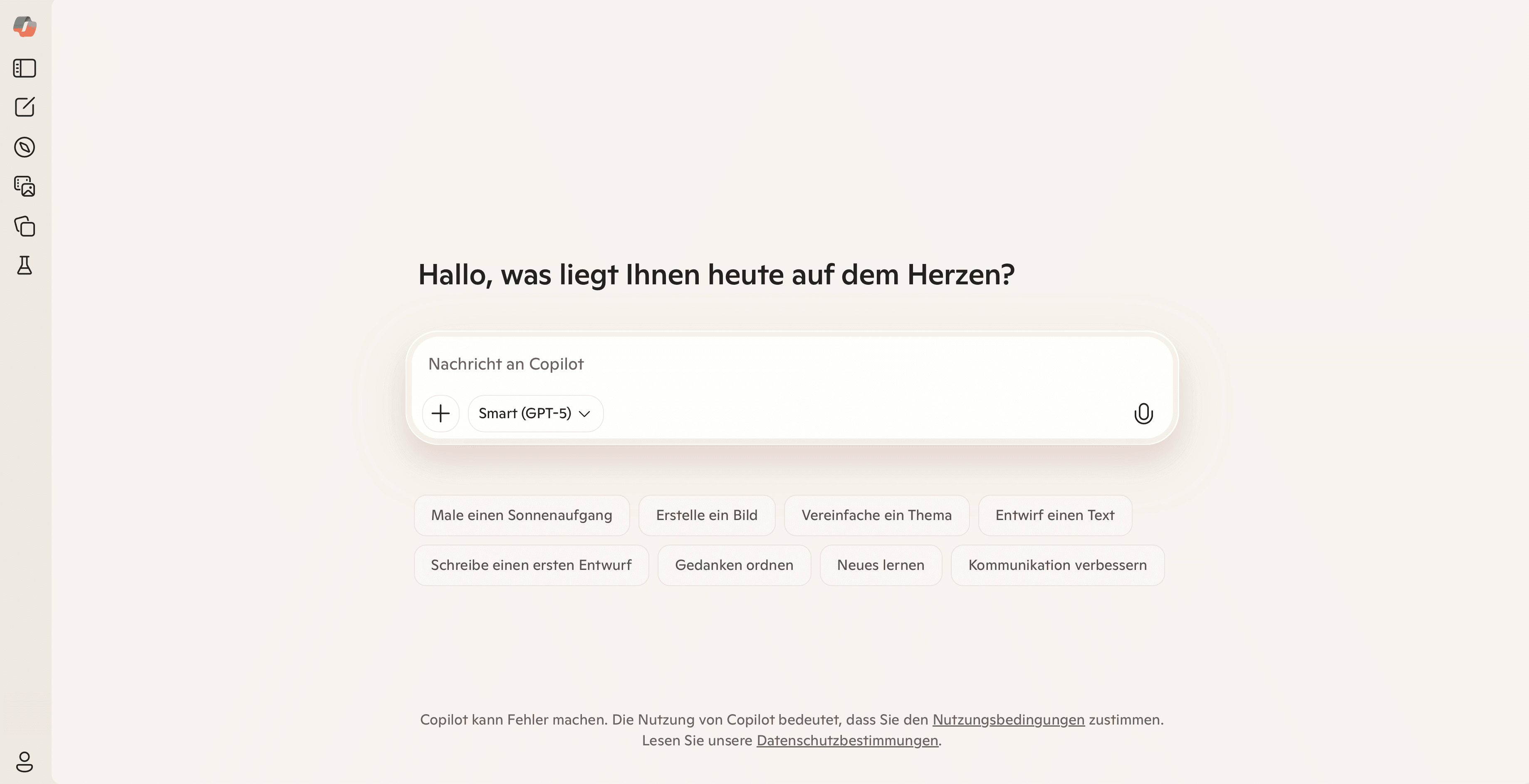 Nutzeroberfläche von Copilot