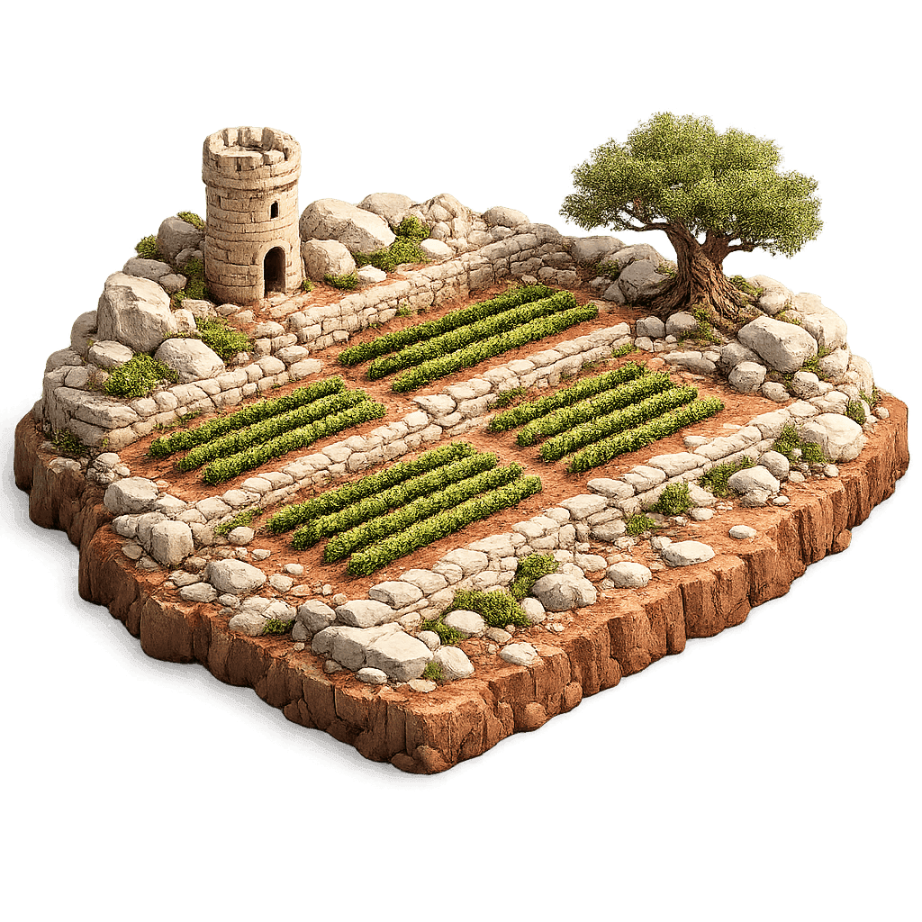 Artistic illustration of the Samaria wine region.
