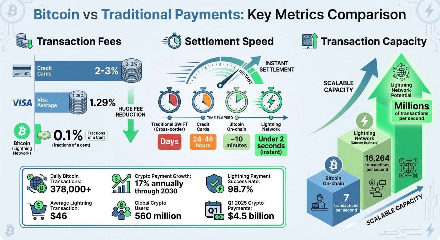 Bitcoin vs Traditional Payments: Speed, Fees, and Transaction Capacity Comparison