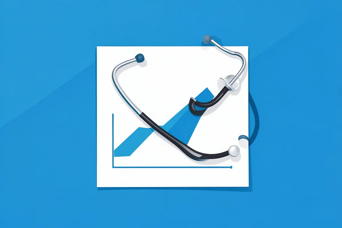Graph showing upward trend with a stethoscope on top.