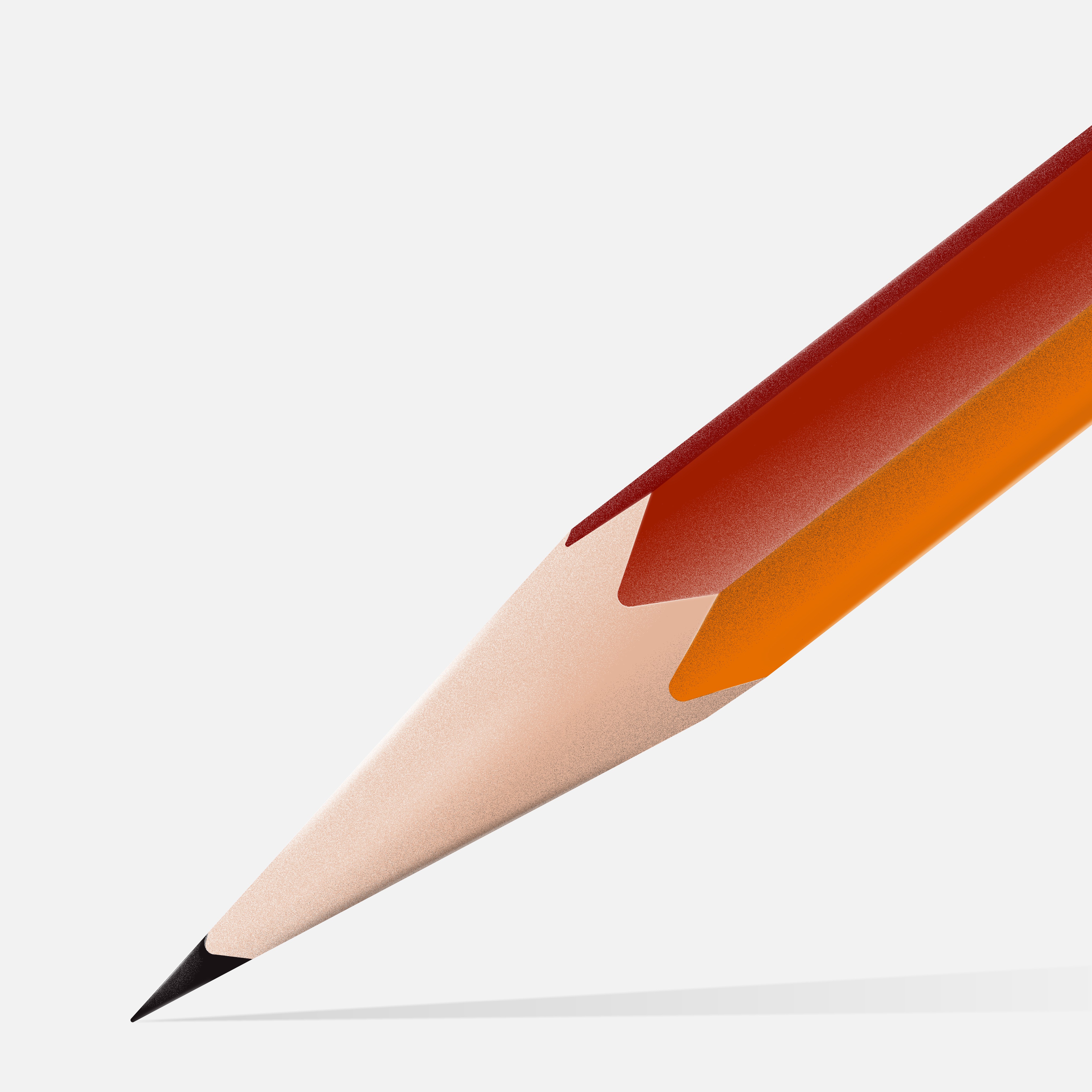 Vector illustration of a sharpened wooden pencil casting a shadow on a white surface.