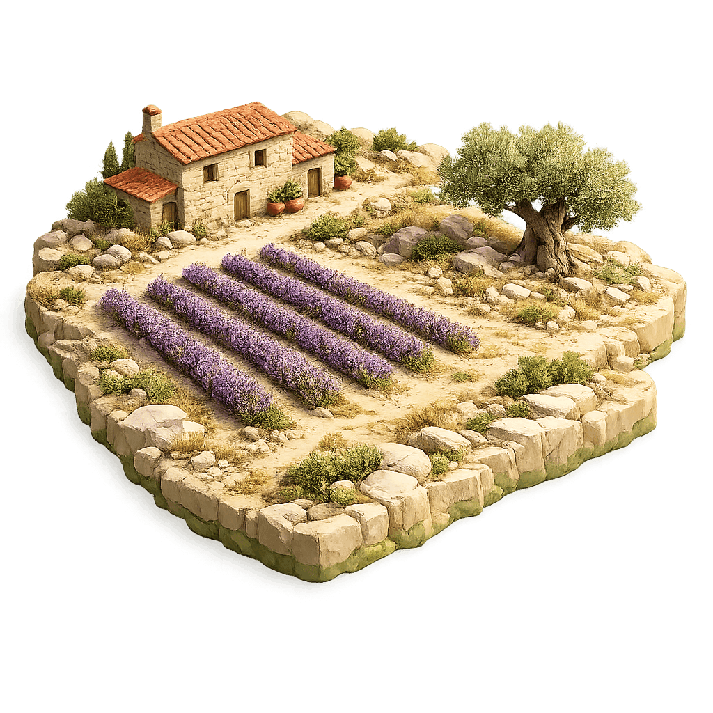 Artistic illustration of the Provence wine region.