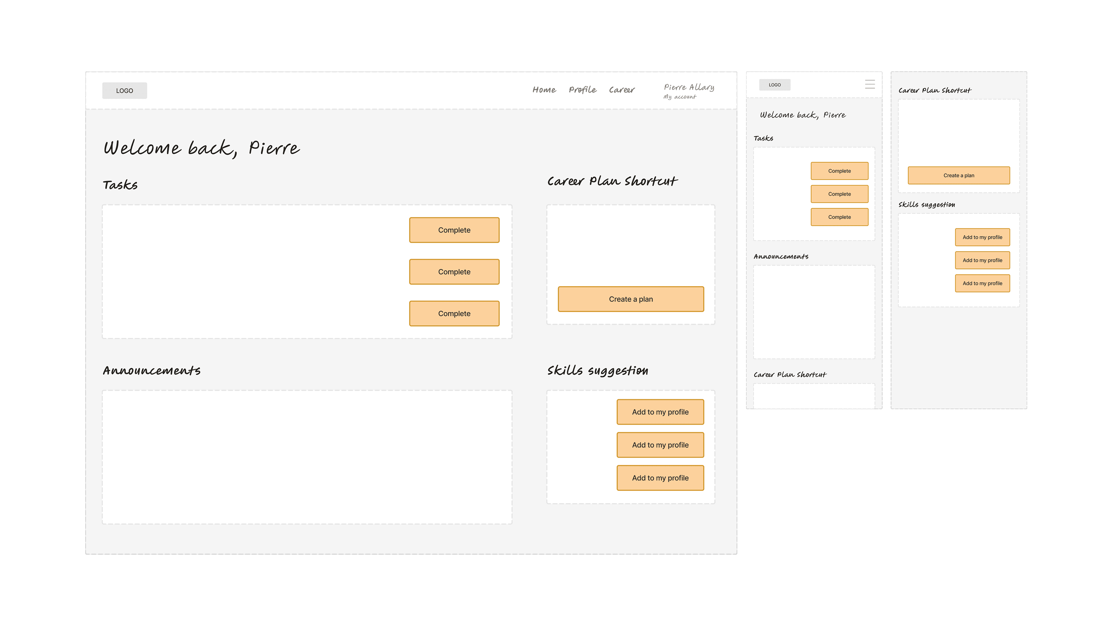 A two screens of the home page of the website
