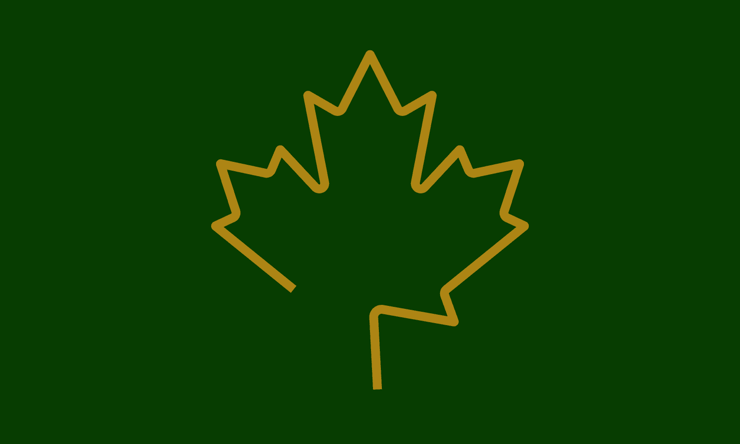 Gold maple leaf outline over green background