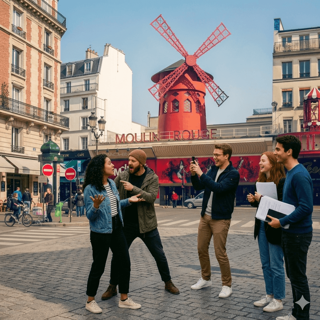Participants au team building roman photo de la Jeance dans les rues de Paris