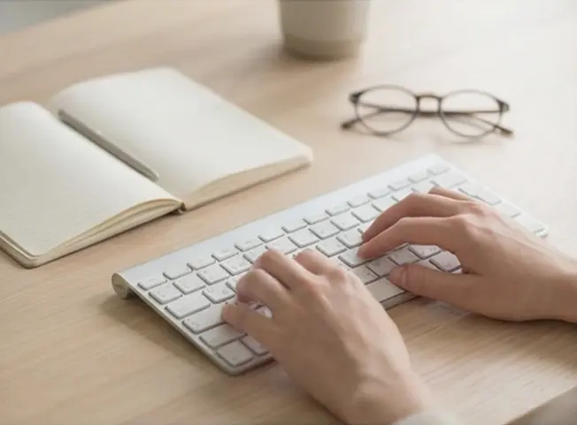 Werkende ondernemer achter toetsenbord