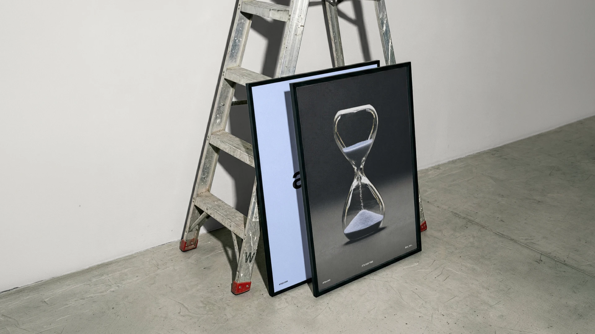Streetside billboard with flyposters of the Batch.Works brand and illustrations