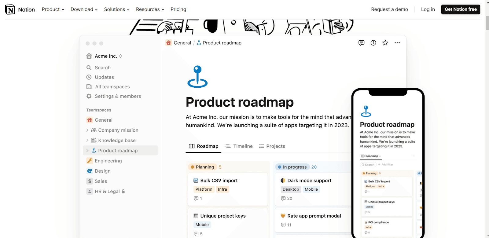 A screenshot of the Notion app