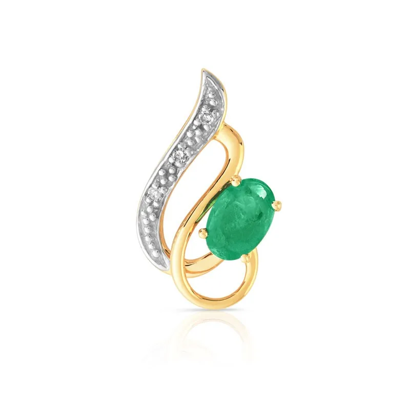 Pendentif en deux ors 750 serti de diamants et émeraudes