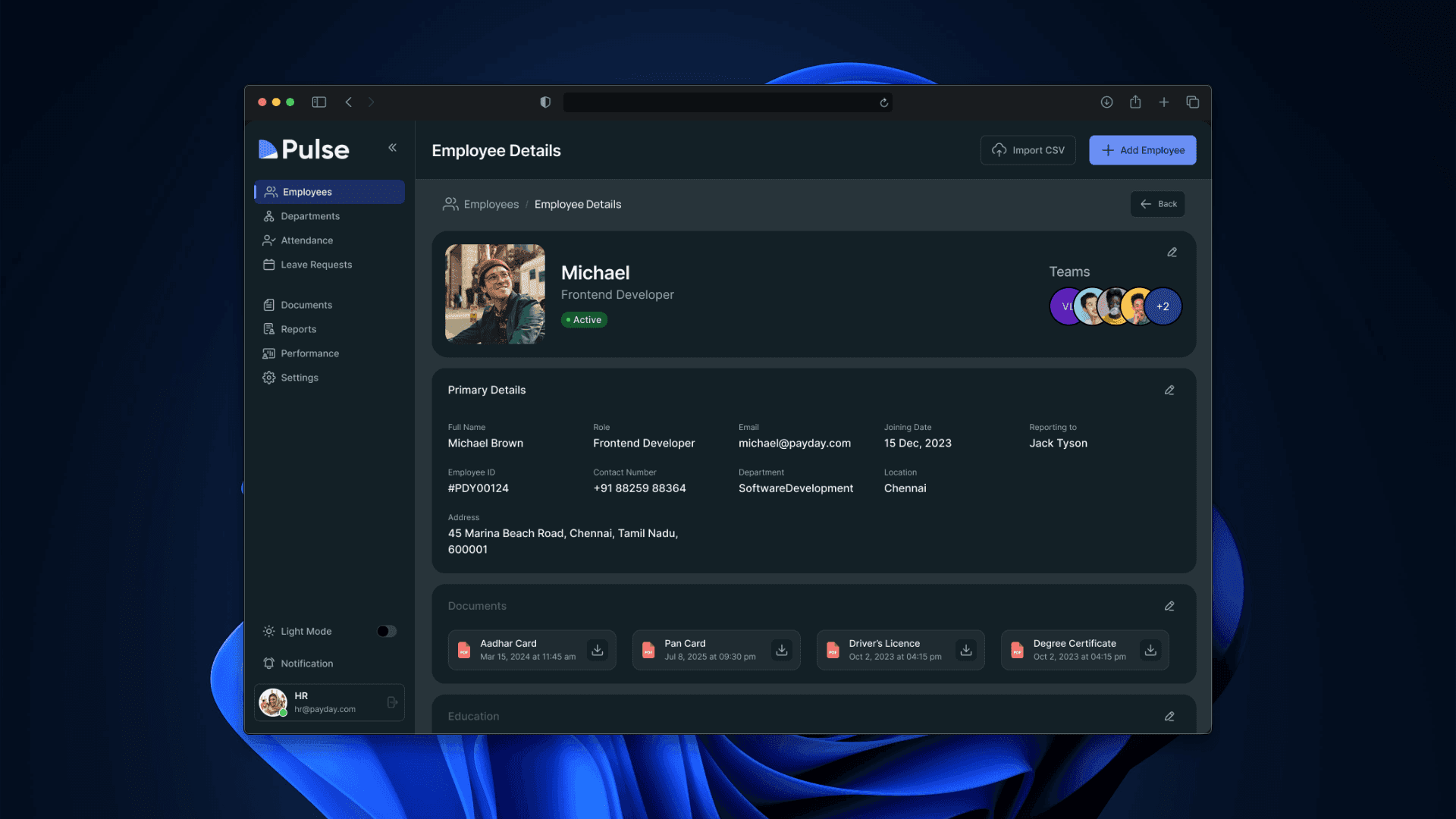 View profile dashboard
