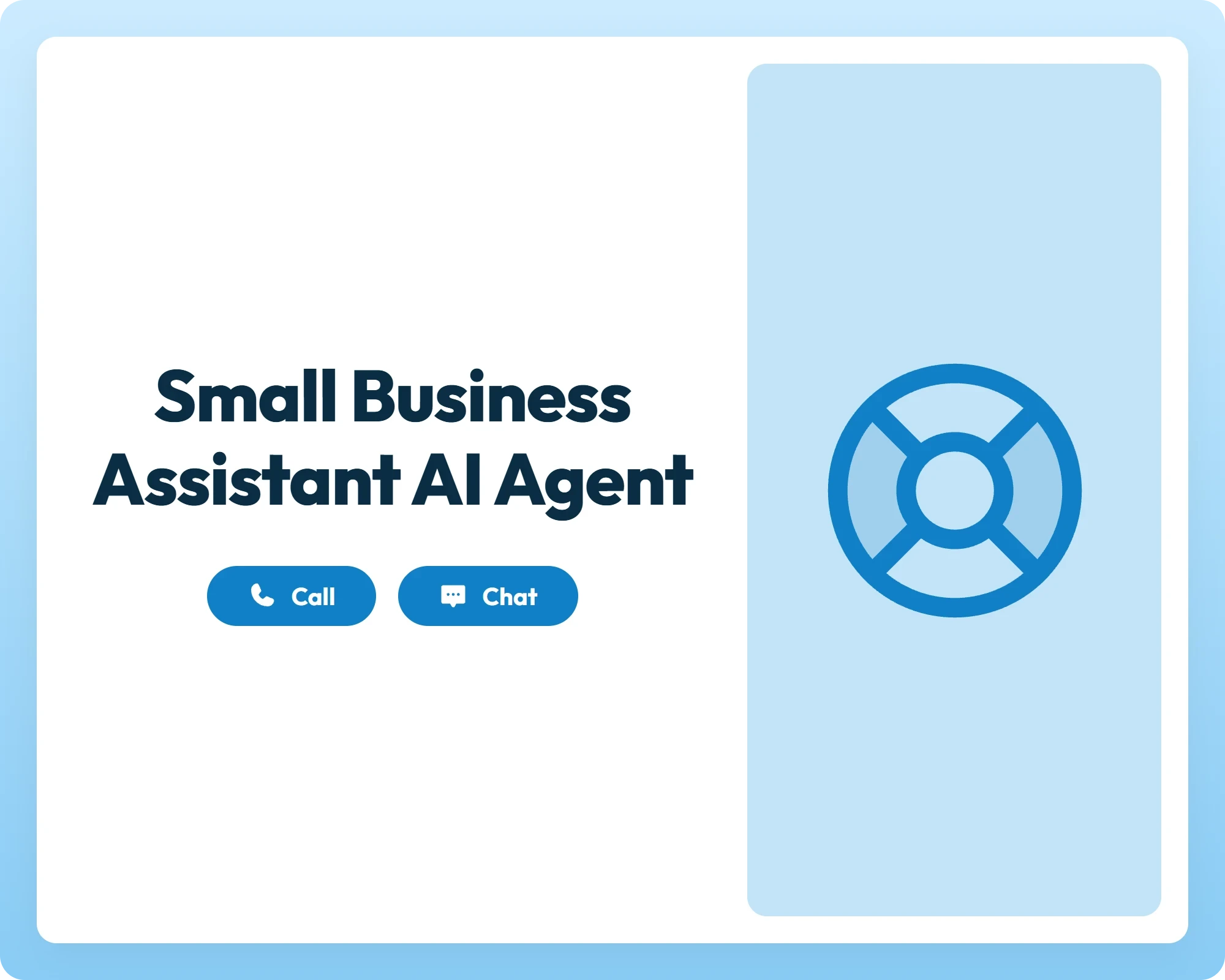 small business assistant ai agent supports call and chat with lifebuoy icon for emergency assistance