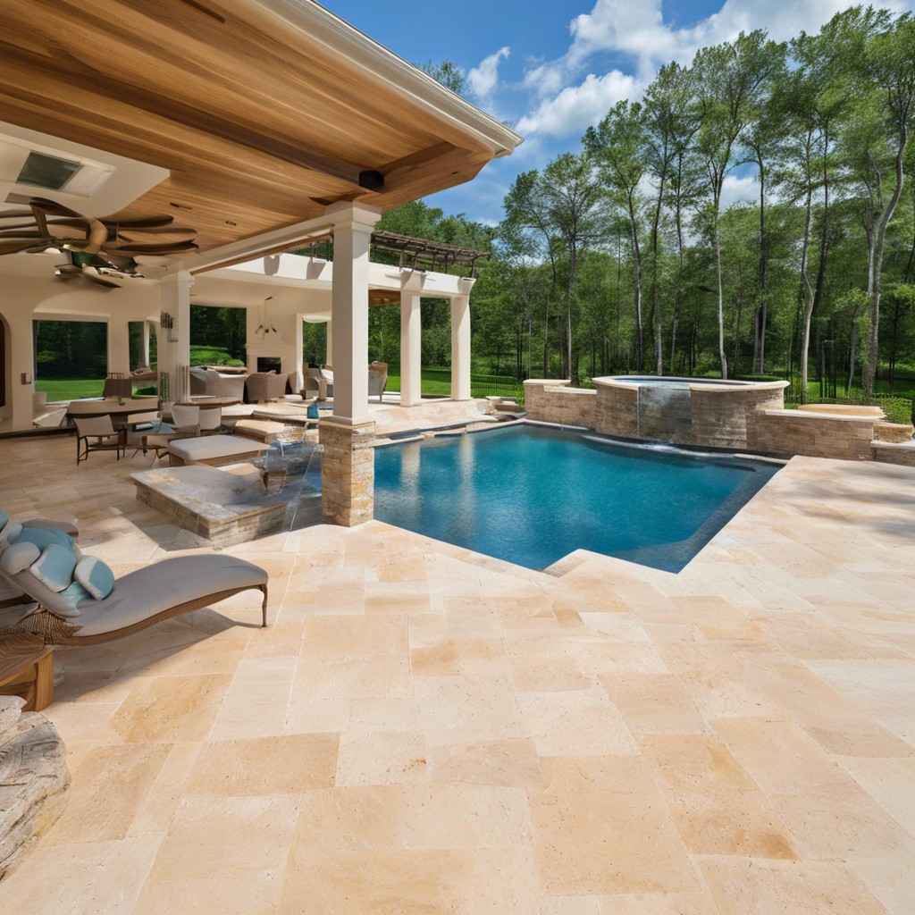 Limestone pool deck