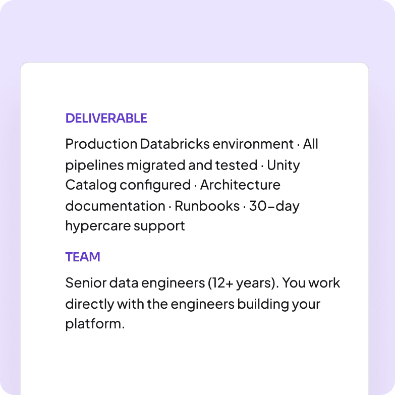 Databricks Migration & Implementation timeline & result