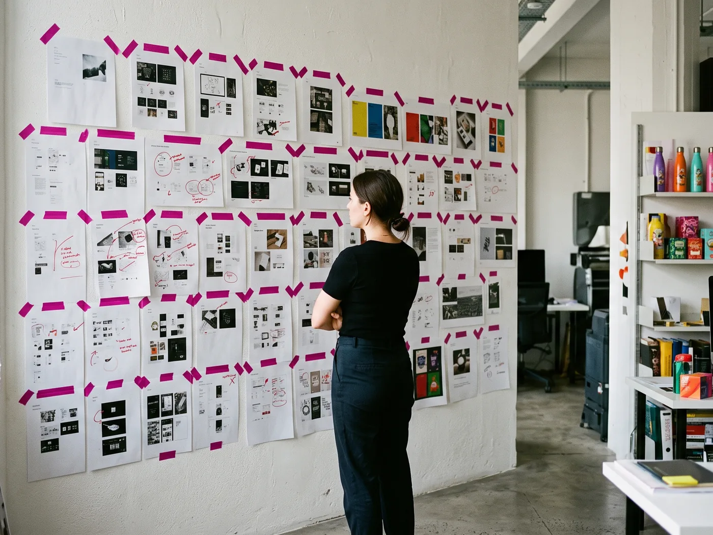 A wall of checkout flows and wireframes