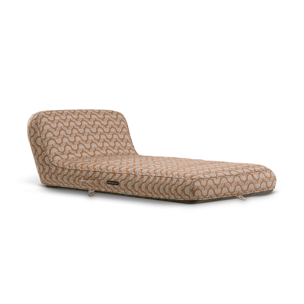 Luxury single pool float in two-tone brown block-print-inspired weave