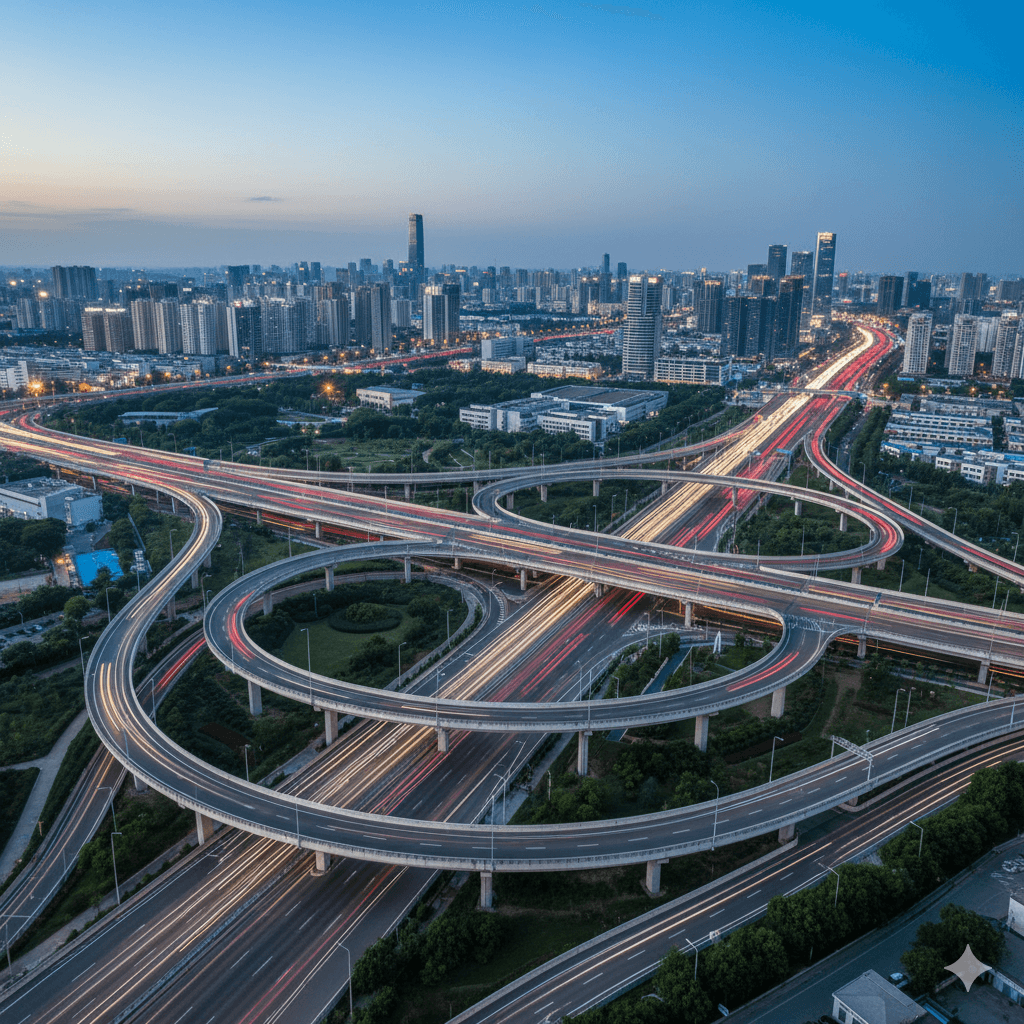 Aerial view of major highway interchange near M3M Sector 95, highlighting connectivity in New Gurugram