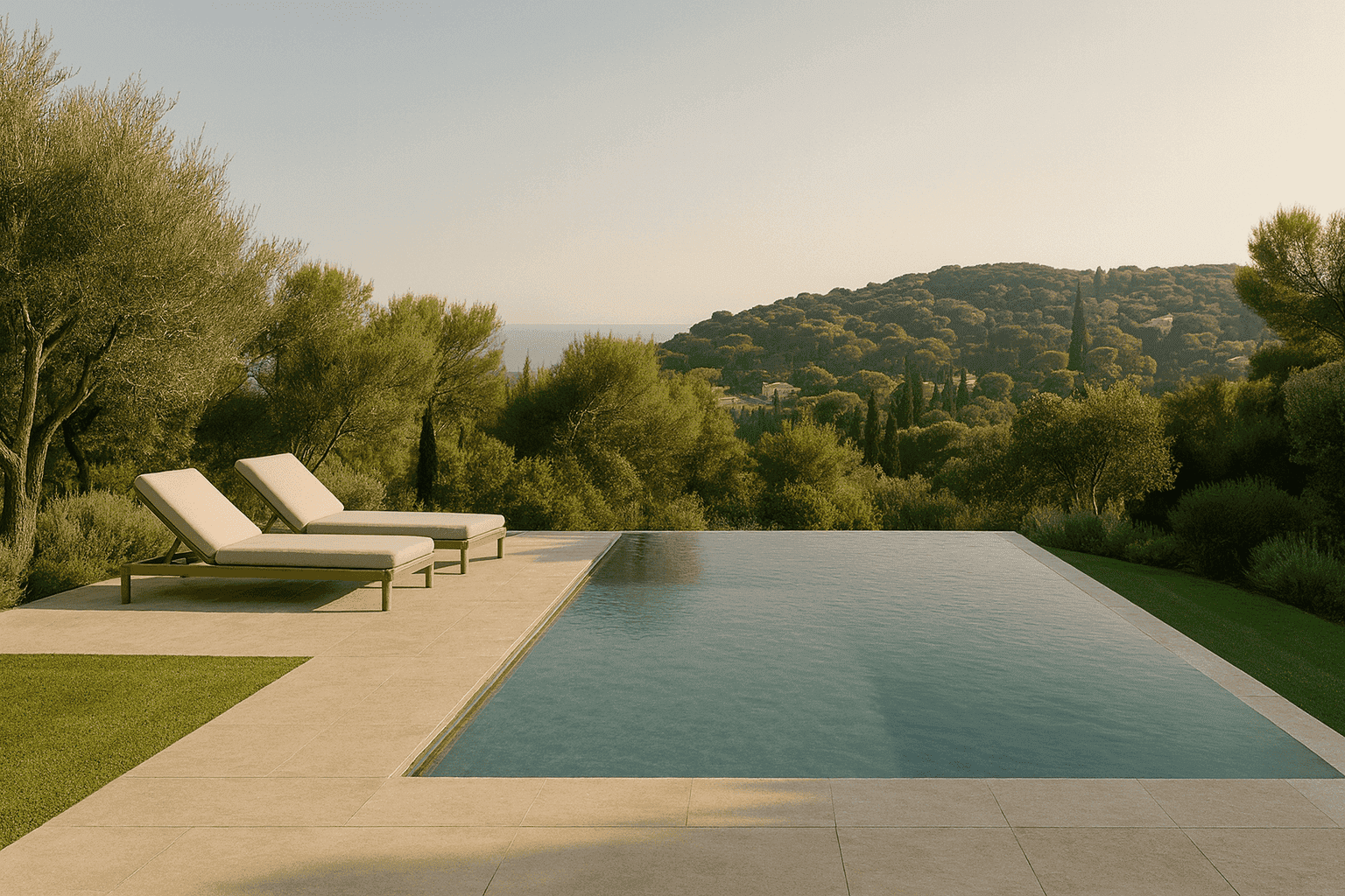 Paysagiste à Carqueiranne : réalisation d'un jardin haut de gamme avec piscine à débordement et vue mer panoramique